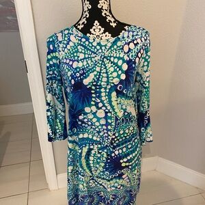 Lilly Pulitzer Blue and Green Midi Dress